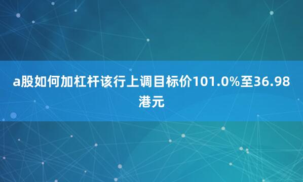 a股如何加杠杆该行上调目标价101.0%至36.98港元