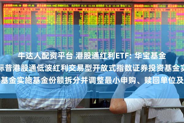 牛达人配资平台 港股通红利ETF: 华宝基金管理有限公司关于华宝标普港股通低波红利交易型开放式指数证券投资基金实施基金份额拆分并调整最小申购、赎回单位及相关业务安排的公告